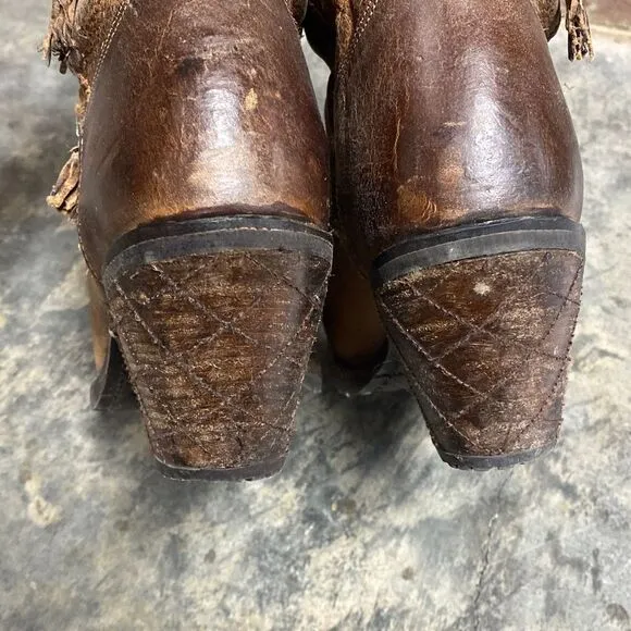 Justin Brown Leather Rustic Cowboy Boots Size 9