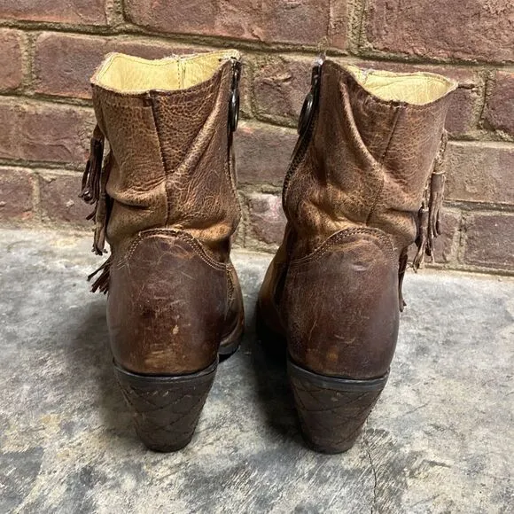 Justin Brown Leather Rustic Cowboy Boots Size 9