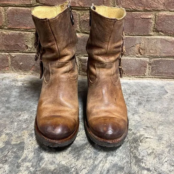 Justin Brown Leather Rustic Cowboy Boots Size 9