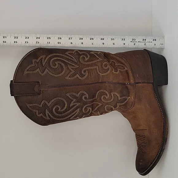 Justin Buck Bay Apache Western Boot Leather Brown Size 12D