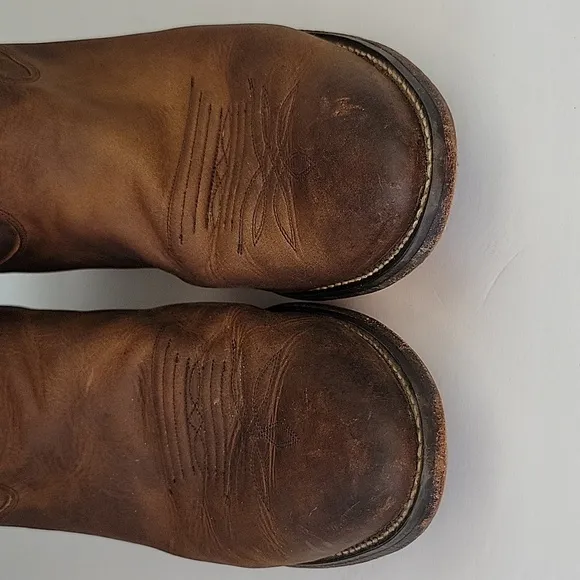 Justin Buck Bay Apache Western Boot Leather Brown Size 12D