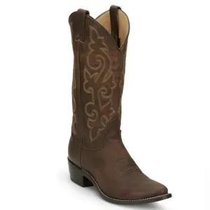 Justin Buck Bay Apache Western Boot Leather Brown Size 12D
