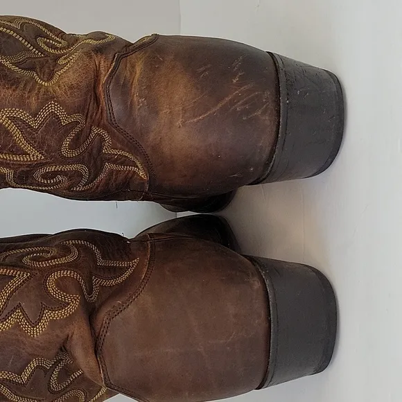 Justin Buck Bay Apache Western Boot Leather Brown Size 12D
