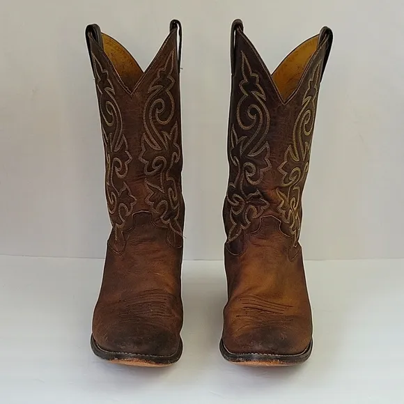 Justin Buck Bay Apache Western Boot Leather Brown Size 12D
