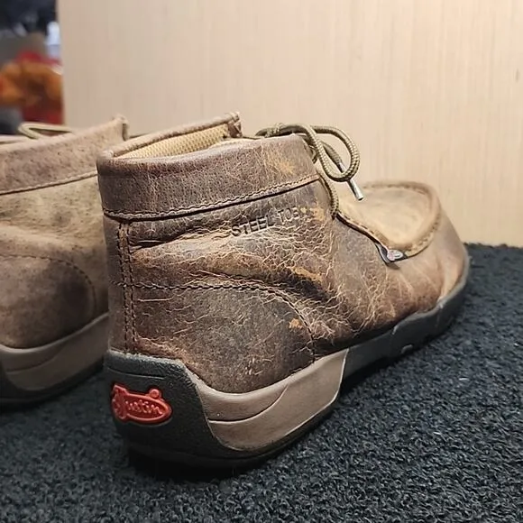 JUSTIN CAPPIE ●ELECTRICAL HAZZARD● DRIVING MOC'S STEEL TOE☆ MENS 7.5W