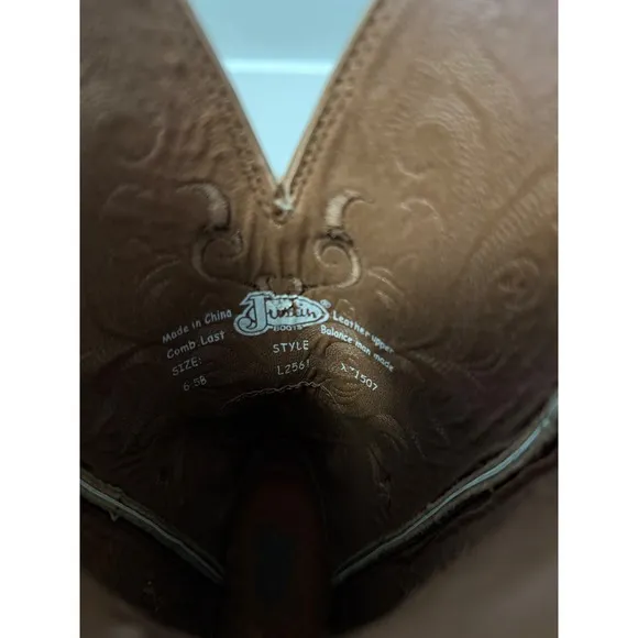 Justin Mckayla Western Cowboy Boots Brown Leather Embroidered Women's 6.5B L2561