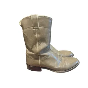 Justin Roper Boots Style 3033 Leather Mens 8.5D Taupe Western Ladies 9.5 Cowboy