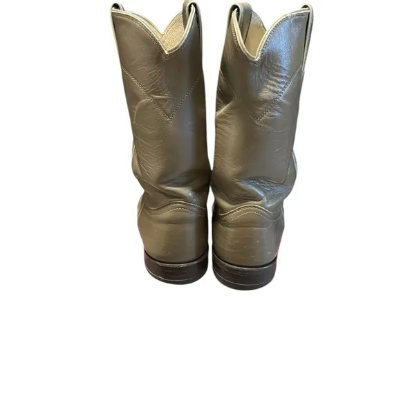 Justin Roper Boots Style 3033 Leather Mens 8.5D Taupe Western Ladies 9.5 Cowboy