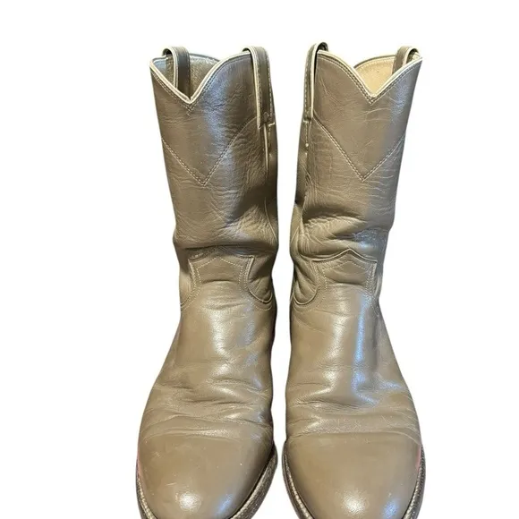 Justin Roper Boots Style 3033 Leather Mens 8.5D Taupe Western Ladies 9.5 Cowboy