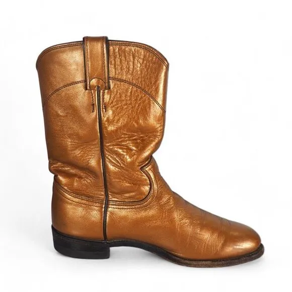 Justin Vintage Leather USA Western Cowboy Boots Gold-Cooper L3766 Women's 8B