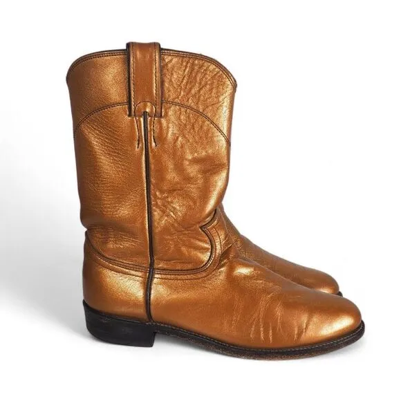 Justin Vintage Leather USA Western Cowboy Boots Gold-Cooper L3766 Women's 8B