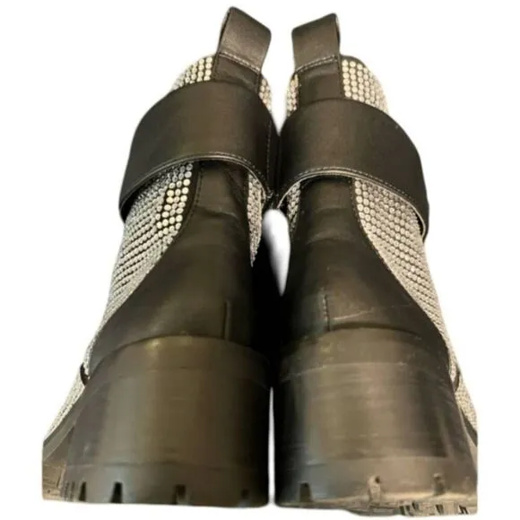 Karl Lagerfeld Pepper Embellished Combat Boots | Size 7.5 | Edgy Glam