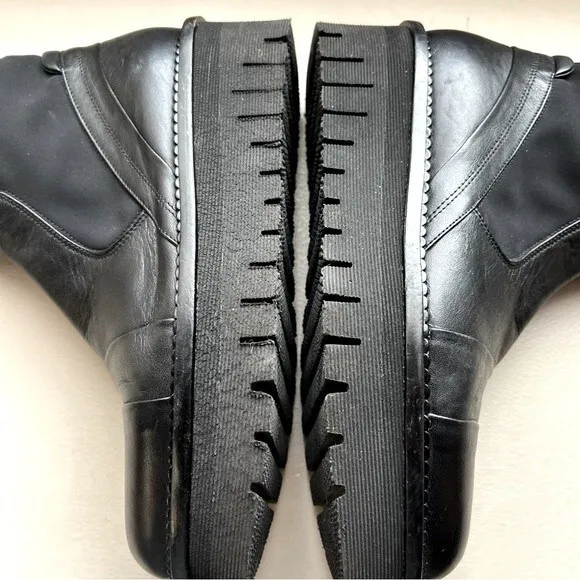 Karolyn’s Henke Black Leather &amp; Nylon Sock Moto Boot Women's US 7.5 Goth Grunge