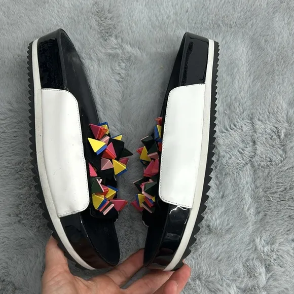 Kat Maconie Black Slides Sandals with Colorful Studs size 7