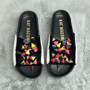 Kat Maconie Black Slides Sandals with Colorful Studs size 7