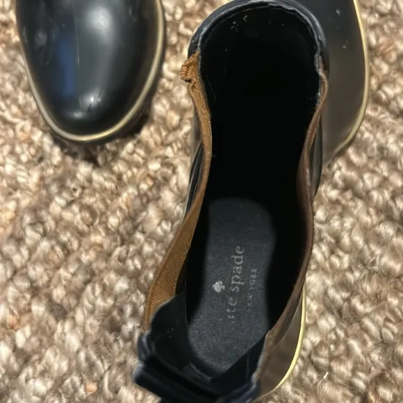 Kate Spade Leopard Print Black Ankle Rubber Rain Boots Size 8