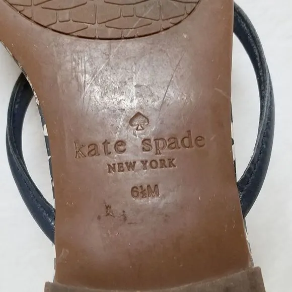 KATE Spade Mistic Blue Gold Spade Charm Sandals