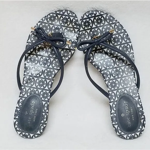KATE Spade Mistic Blue Gold Spade Charm Sandals