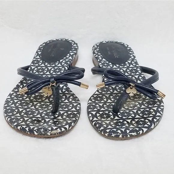 KATE Spade Mistic Blue Gold Spade Charm Sandals