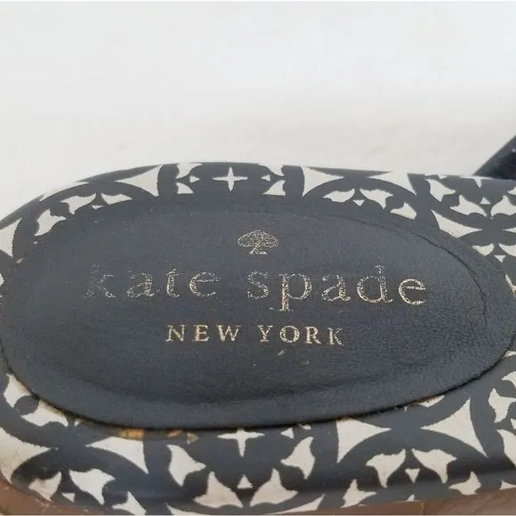 KATE Spade Mistic Blue Gold Spade Charm Sandals