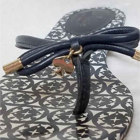 KATE Spade Mistic Blue Gold Spade Charm Sandals