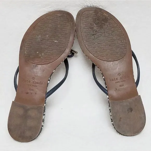 KATE Spade Mistic Blue Gold Spade Charm Sandals