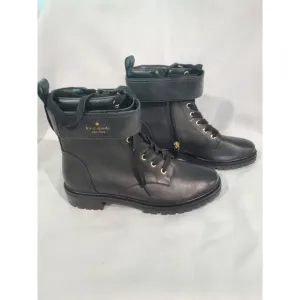 Kate Spade Womens Joplin Ankle Boots Lace Up Black Leather Lug Sole Size 7B.s58