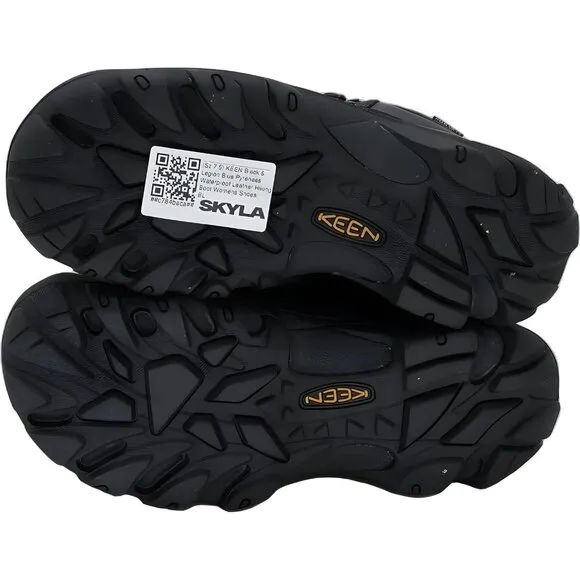 KEEN Waterproof Hiking Boots for Women, Black/Legion Blue, Size 7.5