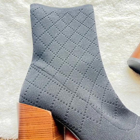 Kelsi Dagger Brooklyn Macey knit peep toe ankle boots
