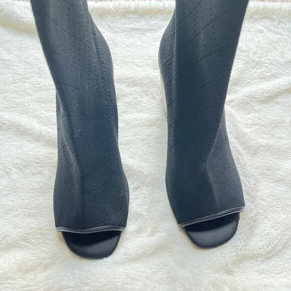Kelsi Dagger Brooklyn Macey knit peep toe ankle boots