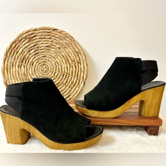 Kenneth Cole Reaction Log Line Black Suede Clog Size 9