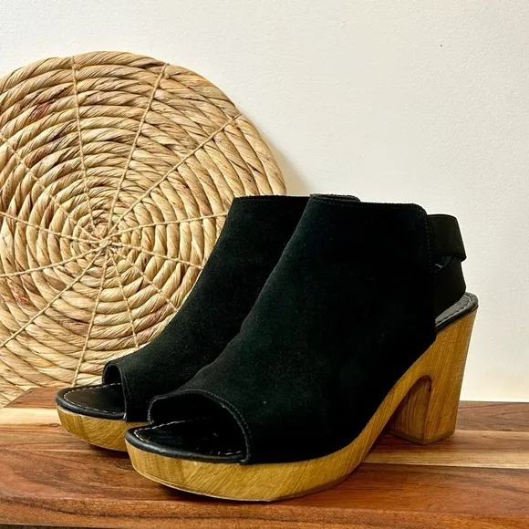 Kenneth Cole Reaction Log Line Black Suede Clog Size 9