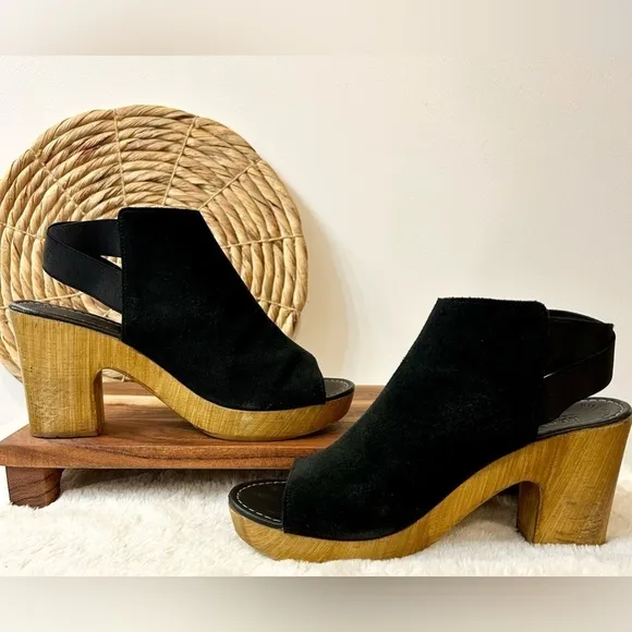 Kenneth Cole Reaction Log Line Black Suede Clog Size 9