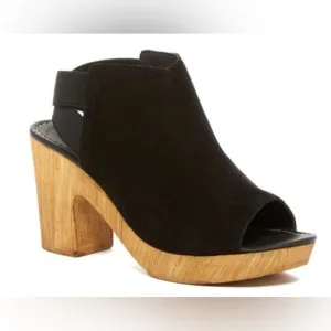 Kenneth Cole Reaction Log Line Black Suede Clog Size 9