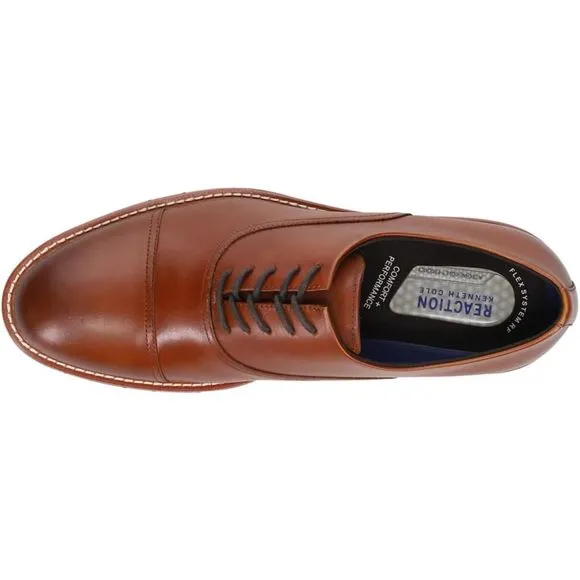 Kenneth Cole Reaction Men Klay Flex Lace Up Oxford Shoes New Box Brown Size 8.5