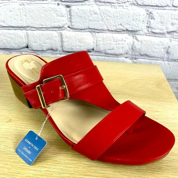 Kenneth Cole Red Sandals Heels Flip Flops Open Toed Sandals size 10 NWT