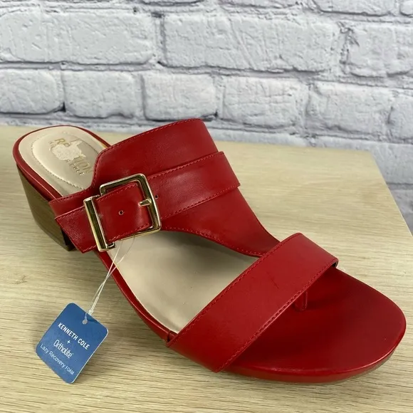 Kenneth Cole Red Sandals Heels Flip Flops Open Toed Sandals size 10 NWT