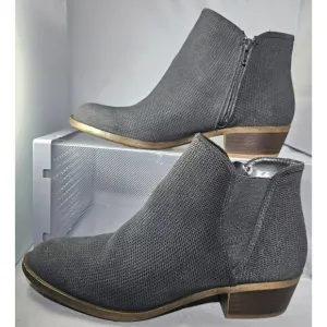 Kensie Women's Gerona Perforated  Gray Woven Leather/Textile Ankle Bootie Sz 10M