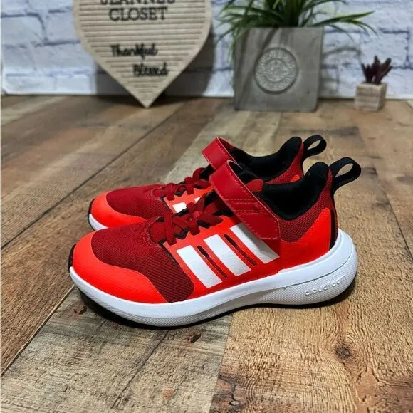Kid's Unisex adidas Fortarun 2.0 Cloudfoam Elastic Lace-Up Shoes Red HP5445
