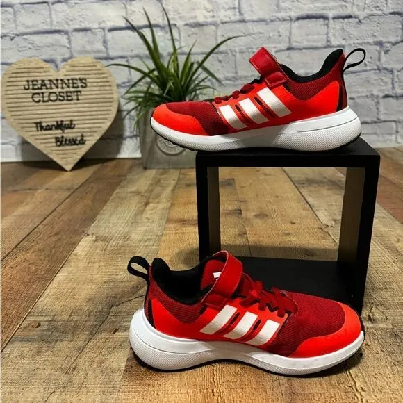 Kid's Unisex adidas Fortarun 2.0 Cloudfoam Elastic Lace-Up Shoes Red HP5445