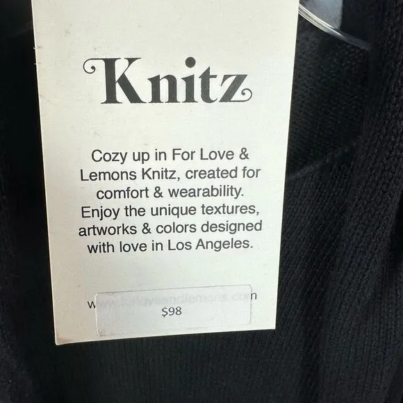 Knitz for Love &amp; Lemons Sweater Dress Attached Scarf Strips Black &amp; White XS NWT