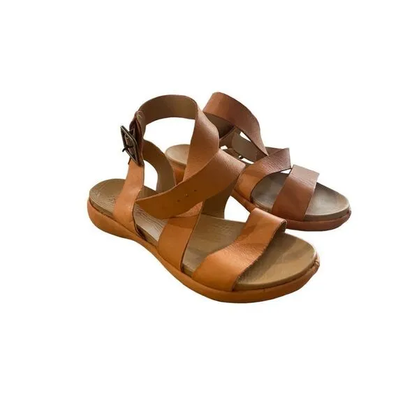 Kork Ease Womens Brown Criss Cross Leather Ankle Strap Sandals Size 6