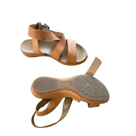 Kork Ease Womens Brown Criss Cross Leather Ankle Strap Sandals Size 6