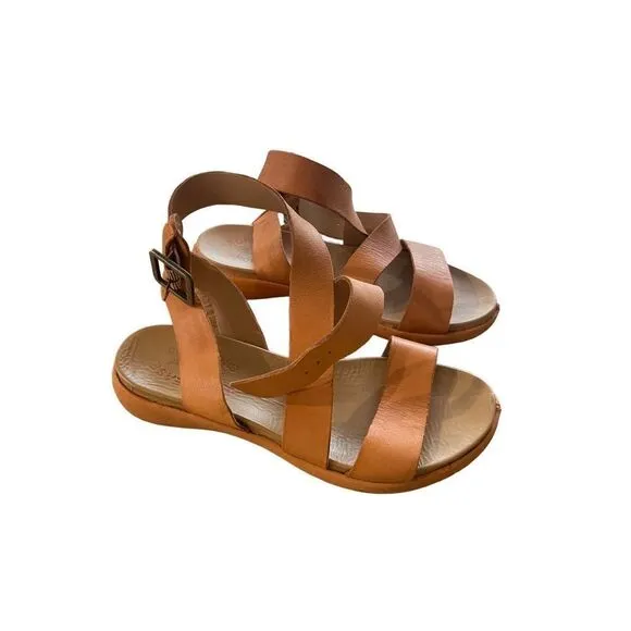 Kork Ease Womens Brown Criss Cross Leather Ankle Strap Sandals Size 6