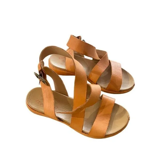 Kork Ease Womens Brown Criss Cross Leather Ankle Strap Sandals Size 6