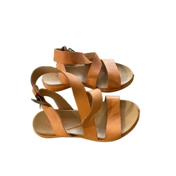 Kork Ease Womens Brown Criss Cross Leather Ankle Strap Sandals Size 6