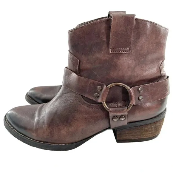 Krbonell ankle booties size 8.5 brown leather boots rodeo western harness