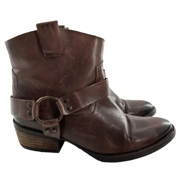 Krbonell ankle booties size 8.5 brown leather boots rodeo western harness
