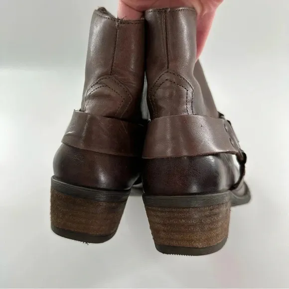 Krbonell ankle booties size 8.5 brown leather boots rodeo western harness