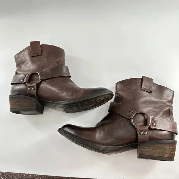 Krbonell ankle booties size 8.5 brown leather boots rodeo western harness